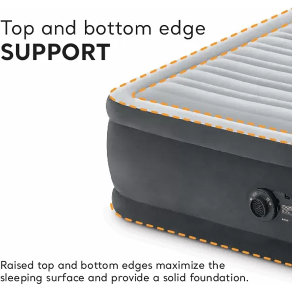 Intex DuraBeam Deluxe ComfortPlush Elevated Air Mattress FiberTech  Queen Size  Builtin Electric Pump  18in Bed Height  600lb Weight CapacityQueen