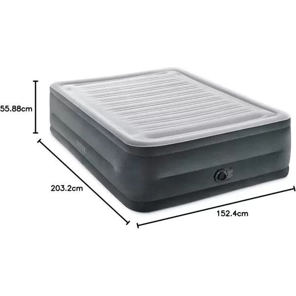 Intex DuraBeam Deluxe ComfortPlush Elevated Air Mattress FiberTech  Queen Size  Builtin Electric Pump  18in Bed Height  600lb Weight CapacityQueen
