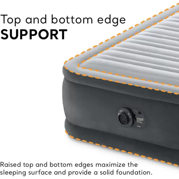 Intex DuraBeam Deluxe ComfortPlush Elevated Air Mattress FiberTech  Queen Size  Builtin Electric Pump  18in Bed Height  600lb Weight CapacityTwin