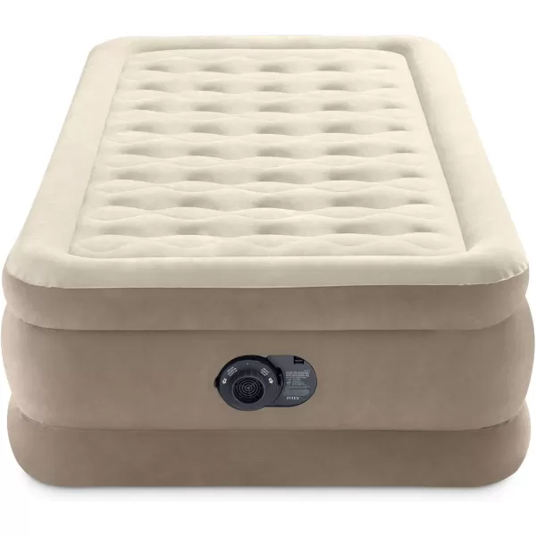 Intex DuraBeam Deluxe Ultra Plush Air Mattress  FiberTech  Builtin Electric Pump  18in Bed Height  600lb Weight Capacity  Queen SizeTwin