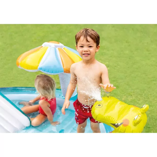 Intex Gator 66 x 56 x 4quot Outdoor Inflatable Kiddie Pool Water Play Swim Center