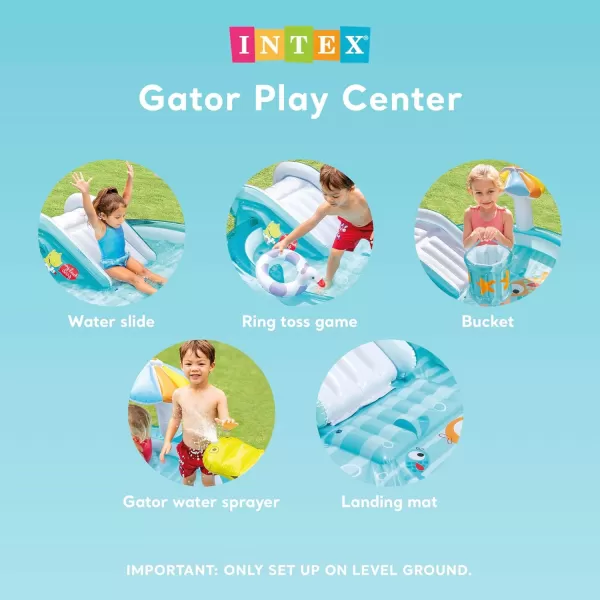 Intex Gator 66 x 56 x 4quot Outdoor Inflatable Kiddie Pool Water Play Swim Center