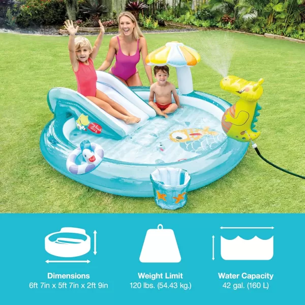Intex Gator 66 x 56 x 4quot Outdoor Inflatable Kiddie Pool Water Play Swim Center