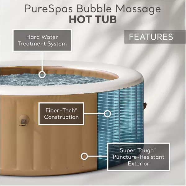 Intex PureSpa 4 Person Bubble Massage Inflatable Hot Tub Spa Set Sahara TanIncludes Energy Efficient Spa Cover Saltwater System Ready