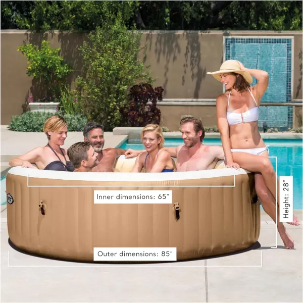 Intex PureSpa 4 Person Bubble Massage Inflatable Hot Tub Spa Set Sahara TanIncludes Energy Efficient Spa Cover Saltwater System Ready
