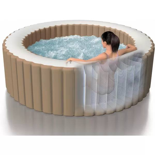 Intex PureSpa 4 Person Bubble Massage Inflatable Hot Tub Spa Set Sahara TanSpa Only