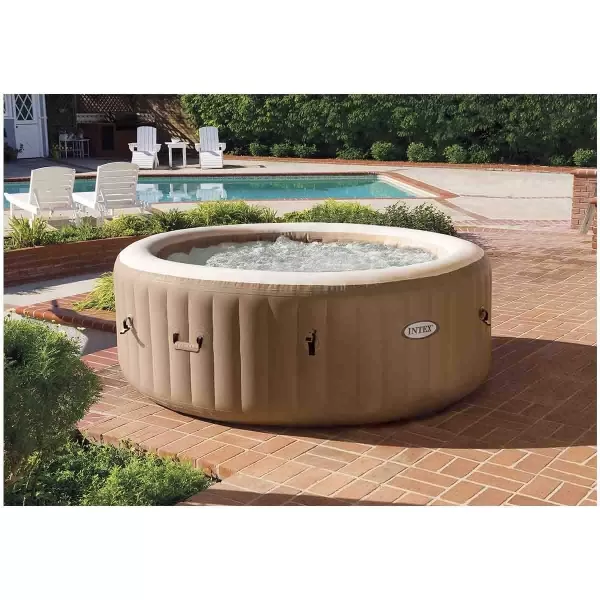 Intex PureSpa 4 Person Bubble Massage Inflatable Hot Tub Spa Set Sahara TanSpa Only