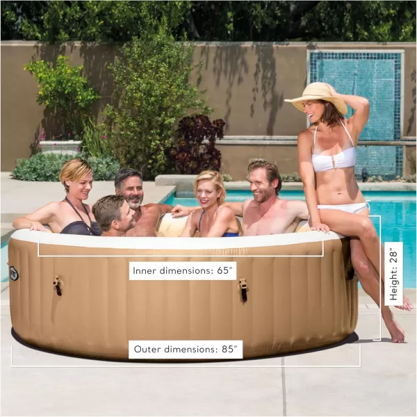 Intex PureSpa 4 Person Bubble Massage Inflatable Hot Tub Spa Set Sahara Tanwith Energy Efficient Cover