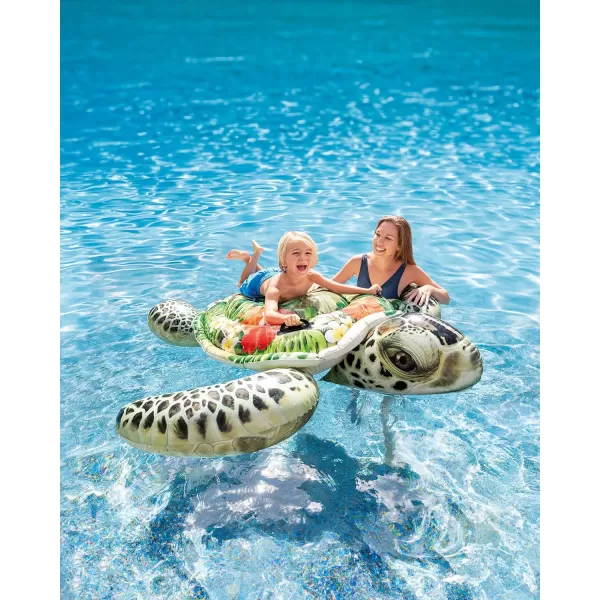 Intex Realistic Sea Turtle Inflatable Pool Float Animal Pool Toy for Kids  2 HeavyDuty Handles  176lb Weight Capacity  75quot x 67quot  for Ages 3