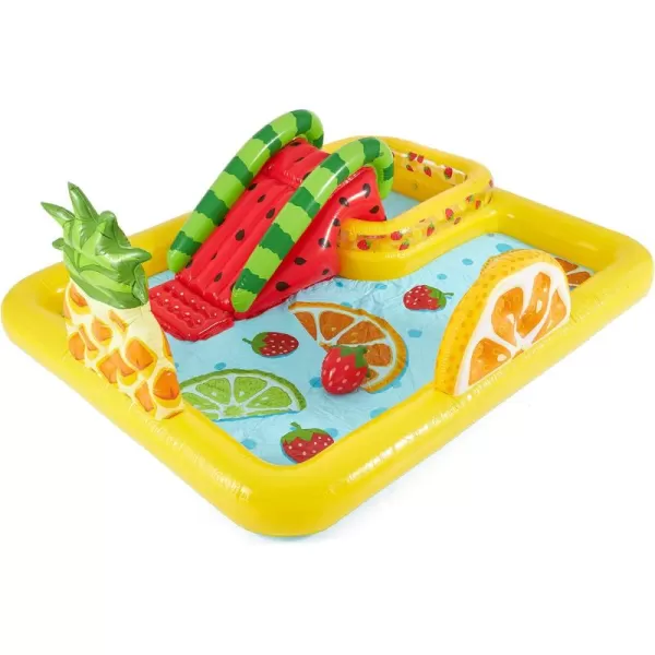 INTEX Friendly Octopus Inflatable Kiddie Pool Inflatable Kids Pool with Water Sprayer and Slide  Splash Pad  92quot x 72quot x 59quot  Ages 3Yellow