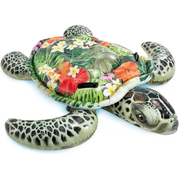 Intex Realistic Sea Turtle Inflatable Pool Float Animal Pool Toy for Kids  2 HeavyDuty Handles  176lb Weight Capacity  75quot x 67quot  for Ages 3