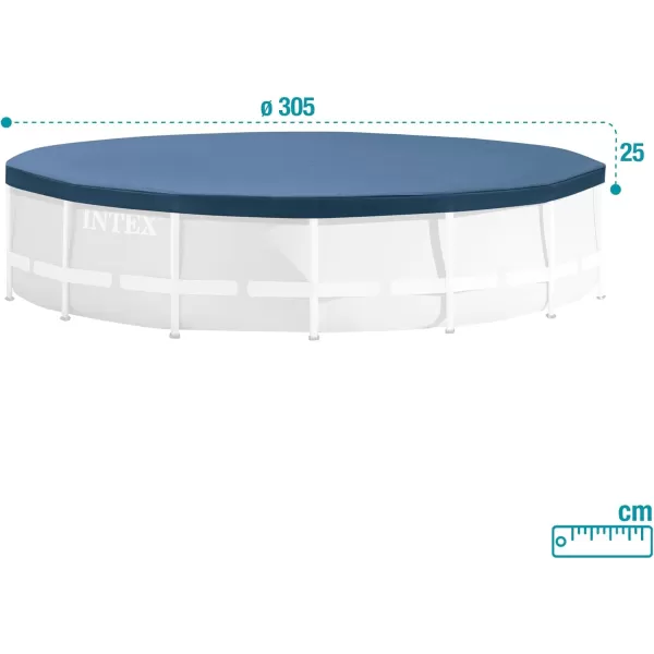 INTEX 28032E Pool Cover for 15ft Round Metal Frame Pools  Includes Rope Tie  Drain Holes  10in Overhang  Snug Fit10 ft