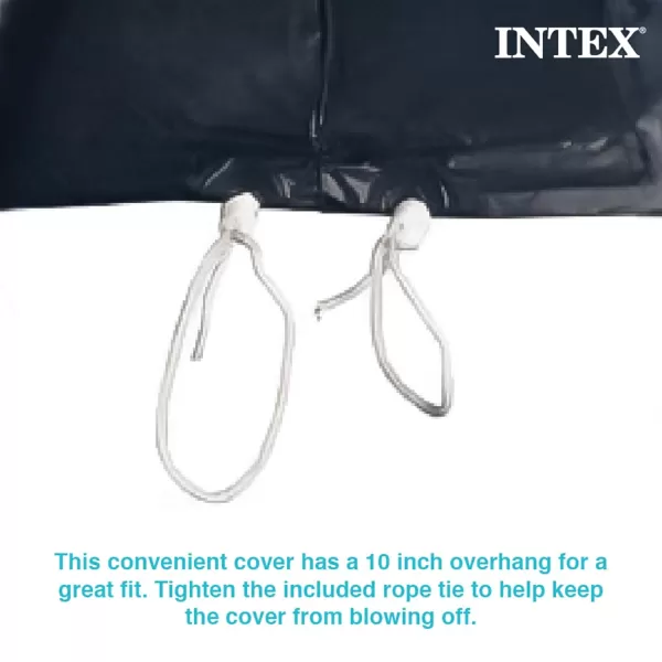 INTEX 28032E Pool Cover for 15ft Round Metal Frame Pools  Includes Rope Tie  Drain Holes  10in Overhang  Snug Fit12Foot