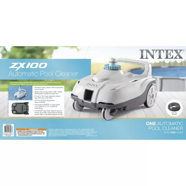 INTEX Deluxe PressureSide Above Ground Automatic Pool Cleaner Vacuum  For Bigger Pools  Cleans Pool Floors and Walls  Removes Debris  Removable Filter Tray  21ft Tangle Free HoseZX100
