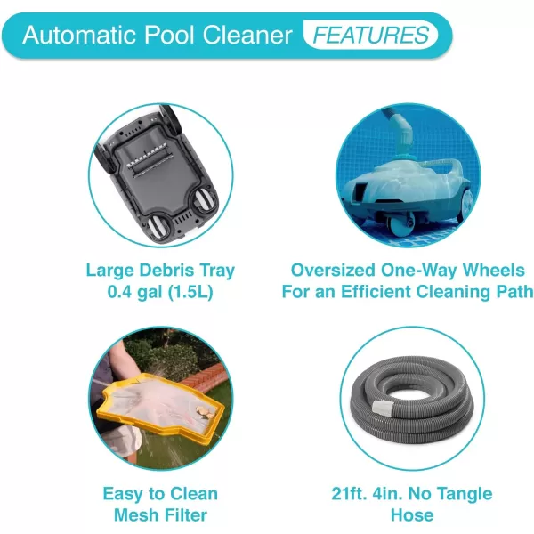 INTEX Deluxe PressureSide Above Ground Automatic Pool Cleaner Vacuum  For Bigger Pools  Cleans Pool Floors and Walls  Removes Debris  Removable Filter Tray  21ft Tangle Free HoseZX100