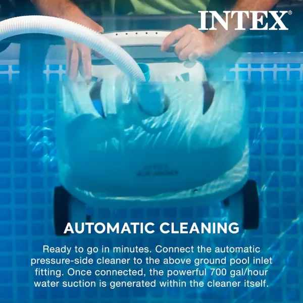 INTEX Deluxe PressureSide Above Ground Automatic Pool Cleaner Vacuum  For Bigger Pools  Cleans Pool Floors and Walls  Removes Debris  Removable Filter Tray  21ft Tangle Free HoseZX300