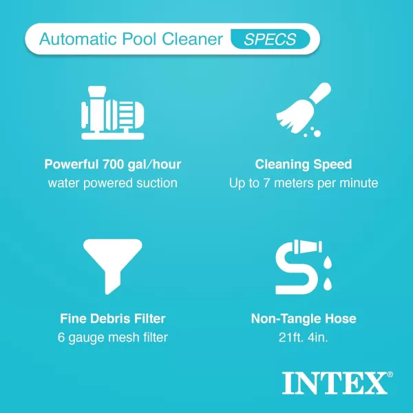 INTEX Deluxe PressureSide Above Ground Automatic Pool Cleaner Vacuum  For Bigger Pools  Cleans Pool Floors and Walls  Removes Debris  Removable Filter Tray  21ft Tangle Free HoseZX300