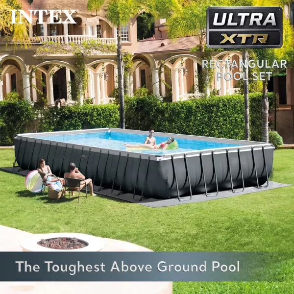 Intex 26355EH Ultra XTR Deluxe Rectangular Above Ground Swimming Pool Set 18ft x 9ft x 52in  Includes 1500 GPH Sand Filter Pump  SuperTough Puncture Resistant  Rust Resistant  Easy to Assemble32 x 16 x 52