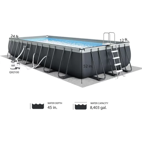 Intex 26355EH Ultra XTR Deluxe Rectangular Above Ground Swimming Pool Set 18ft x 9ft x 52in  Includes 1500 GPH Sand Filter Pump  SuperTough Puncture Resistant  Rust Resistant  Easy to Assemble24 x 12 x 52