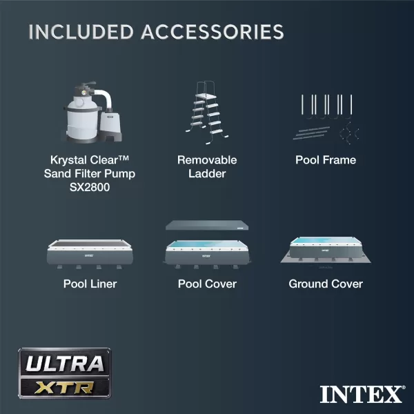 Intex 26355EH Ultra XTR Deluxe Rectangular Above Ground Swimming Pool Set 18ft x 9ft x 52in  Includes 1500 GPH Sand Filter Pump  SuperTough Puncture Resistant  Rust Resistant  Easy to Assemble32 x 16 x 52
