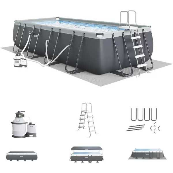 Intex 26355EH Ultra XTR Deluxe Rectangular Above Ground Swimming Pool Set 18ft x 9ft x 52in  Includes 1500 GPH Sand Filter Pump  SuperTough Puncture Resistant  Rust Resistant  Easy to Assemble24 x 12 x 52