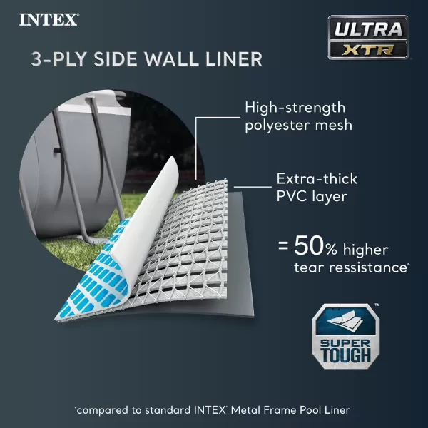 Intex 26355EH Ultra XTR Deluxe Rectangular Above Ground Swimming Pool Set 18ft x 9ft x 52in  Includes 1500 GPH Sand Filter Pump  SuperTough Puncture Resistant  Rust Resistant  Easy to Assemble18 x 9 x 52