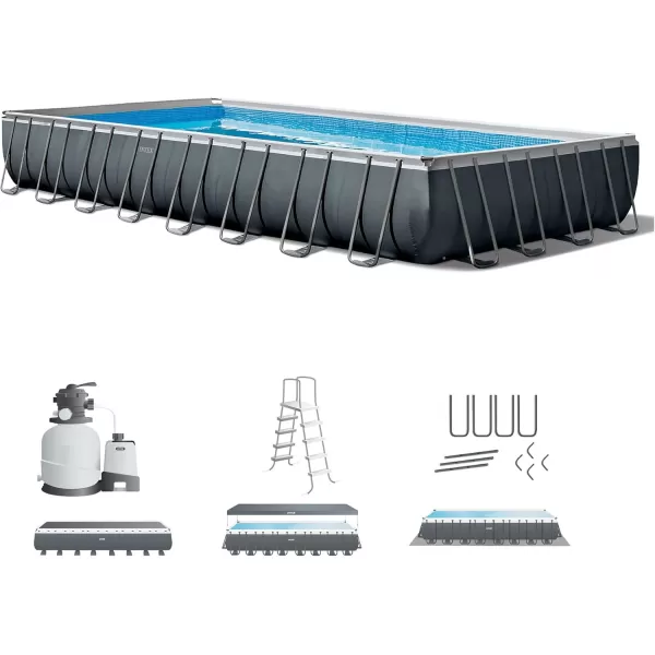Intex 26355EH Ultra XTR Deluxe Rectangular Above Ground Swimming Pool Set 18ft x 9ft x 52in  Includes 1500 GPH Sand Filter Pump  SuperTough Puncture Resistant  Rust Resistant  Easy to Assemble32 x 16 x 52