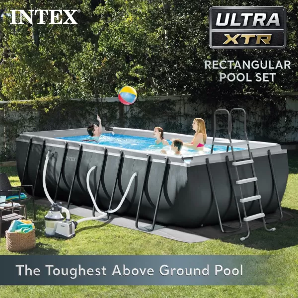 Intex 26355EH Ultra XTR Deluxe Rectangular Above Ground Swimming Pool Set 18ft x 9ft x 52in  Includes 1500 GPH Sand Filter Pump  SuperTough Puncture Resistant  Rust Resistant  Easy to Assemble18 x 9 x 52