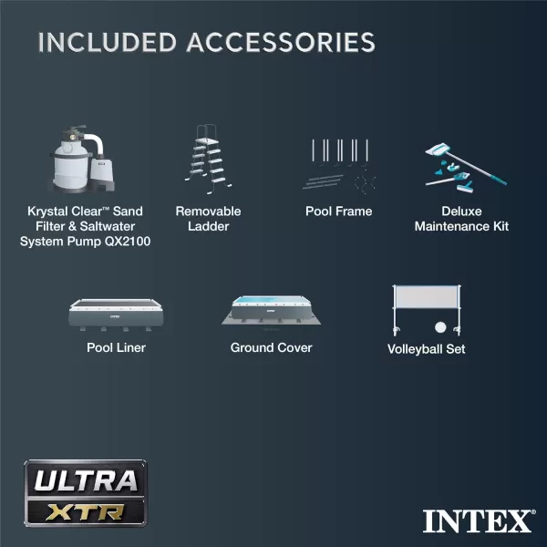 Intex 26355EH Ultra XTR Deluxe Rectangular Above Ground Swimming Pool Set 18ft x 9ft x 52in  Includes 1500 GPH Sand Filter Pump  SuperTough Puncture Resistant  Rust Resistant  Easy to Assemble24 x 12 x 52