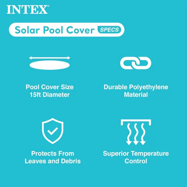 Intex 28014E Solar Pool Cover for 16ft Round Easy Set and Metal Frame Pools  Insulates Pool Water  Reduces Water Evaporation  Keeps Debris Out  Reduces Chemical Consumption15 feet