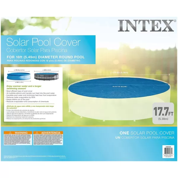 Intex 28014E Solar Pool Cover for 16ft Round Easy Set and Metal Frame Pools  Insulates Pool Water  Reduces Water Evaporation  Keeps Debris Out  Reduces Chemical Consumption18 ft