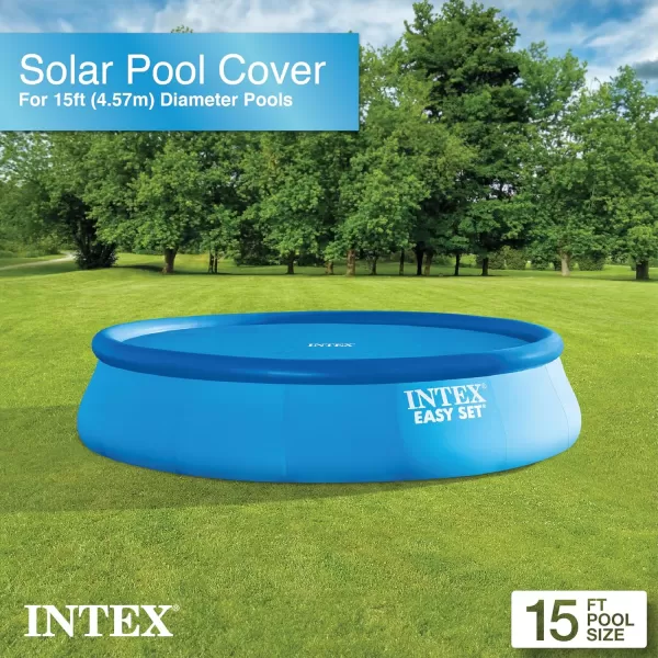 Intex 28014E Solar Pool Cover for 16ft Round Easy Set and Metal Frame Pools  Insulates Pool Water  Reduces Water Evaporation  Keeps Debris Out  Reduces Chemical Consumption15 feet