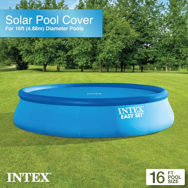 Intex 28014E Solar Pool Cover for 16ft Round Easy Set and Metal Frame Pools  Insulates Pool Water  Reduces Water Evaporation  Keeps Debris Out  Reduces Chemical Consumption16Foot