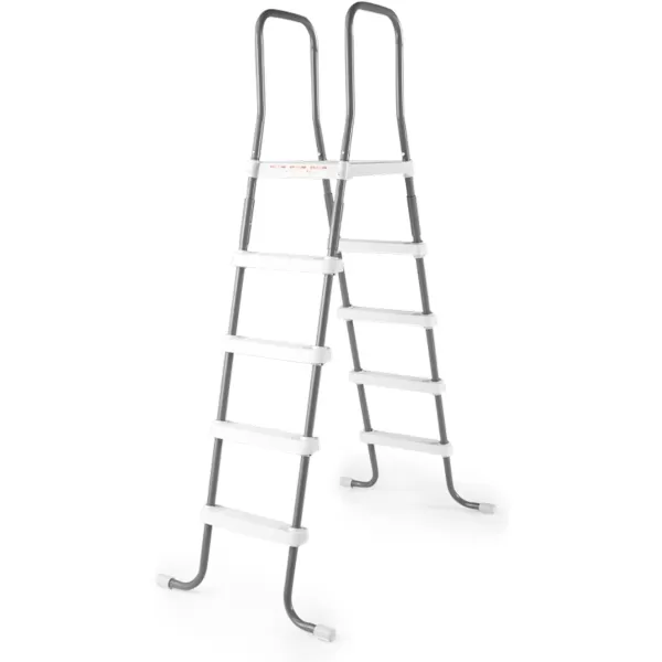 Intex 28067E Steel Frame 52quot Pool Entry Step Ladder with Secure NonSlip Steps for Above Ground Outdoor Swimming Pools SilverLadder