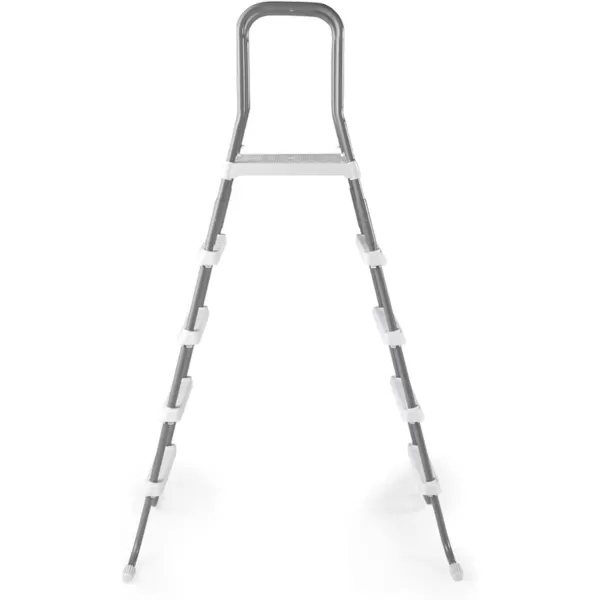 Intex 28067E Steel Frame 52quot Pool Entry Step Ladder with Secure NonSlip Steps for Above Ground Outdoor Swimming Pools SilverLadder