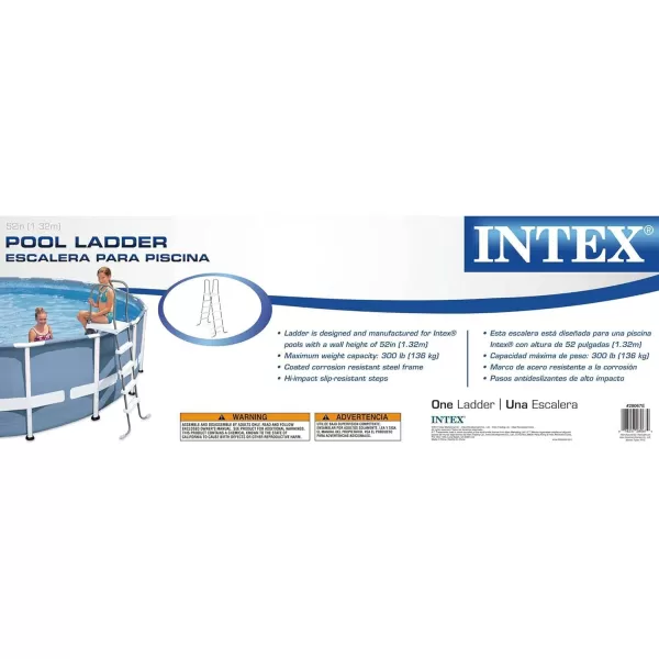 Intex 28067E Steel Frame 52quot Pool Entry Step Ladder with Secure NonSlip Steps for Above Ground Outdoor Swimming Pools SilverLadder