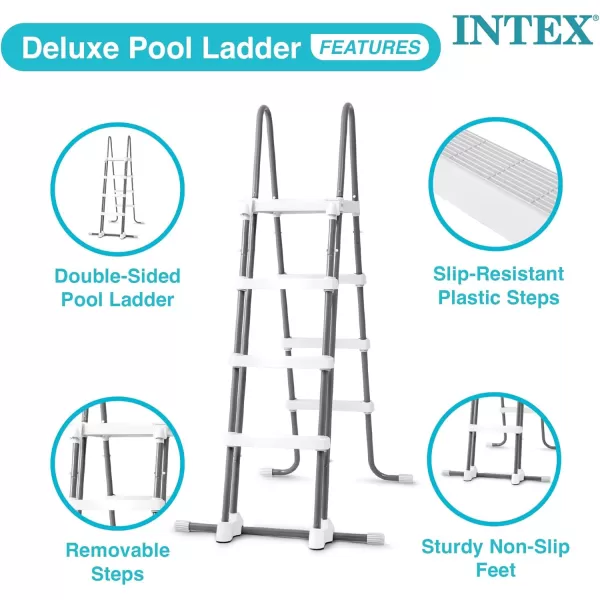 Intex 28076E Heavy Duty Deluxe Pool Ladder with Removable Steps for 48 Inch Depth Above Ground PoolsLadder
