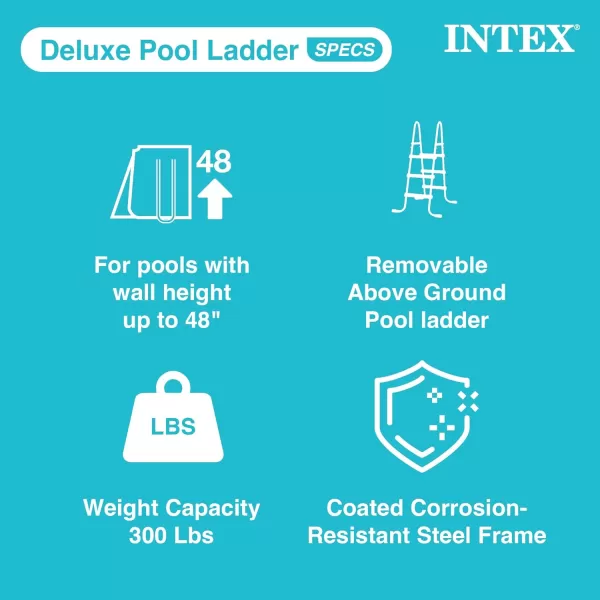 Intex 28076E Heavy Duty Deluxe Pool Ladder with Removable Steps for 48 Inch Depth Above Ground PoolsLadder