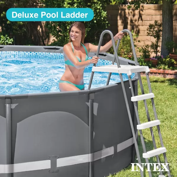 Intex 28076E Heavy Duty Deluxe Pool Ladder with Removable Steps for 48 Inch Depth Above Ground PoolsLadder