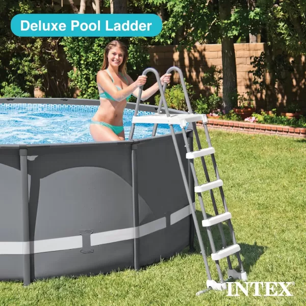 Intex 28077E Heavy Duty Deluxe Pool Ladder with Removable Steps for 52 Inch Depth Above Ground PoolsLadder