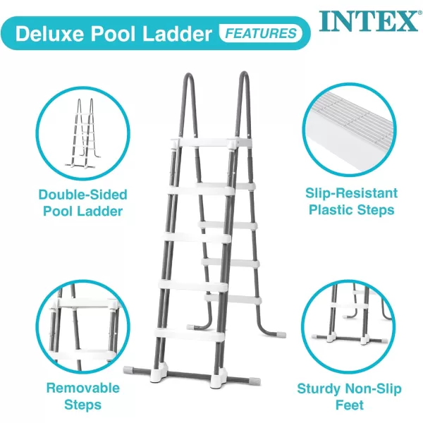Intex 28077E Heavy Duty Deluxe Pool Ladder with Removable Steps for 52 Inch Depth Above Ground PoolsLadder