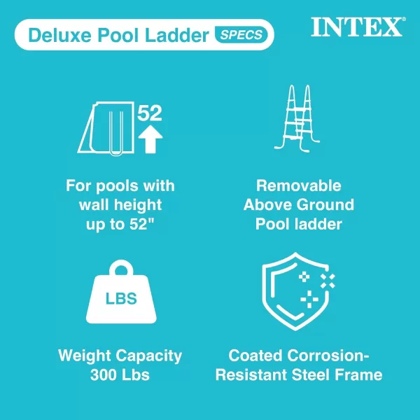 Intex 28077E Heavy Duty Deluxe Pool Ladder with Removable Steps for 52 Inch Depth Above Ground PoolsLadder
