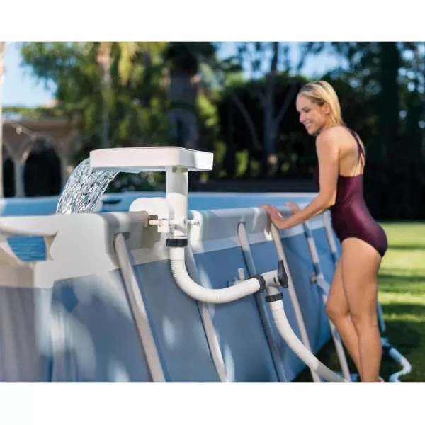Intex 28090E Innovative Hydroelectric 3 Multi Colored LED Relaxing Waterfall Cascade Above Ground Swimming Pool Attachment WhitePools