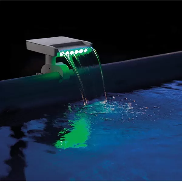 Intex 28090E Innovative Hydroelectric 3 Multi Colored LED Relaxing Waterfall Cascade Above Ground Swimming Pool Attachment WhitePools