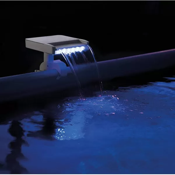 Intex 28090E Innovative Hydroelectric 3 Multi Colored LED Relaxing Waterfall Cascade Above Ground Swimming Pool Attachment WhitePools