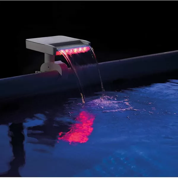 Intex 28090E Innovative Hydroelectric 3 Multi Colored LED Relaxing Waterfall Cascade Above Ground Swimming Pool Attachment WhitePools