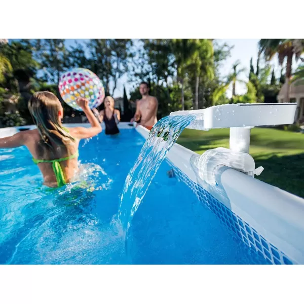 Intex 28090E Innovative Hydroelectric 3 Multi Colored LED Relaxing Waterfall Cascade Above Ground Swimming Pool Attachment WhitePools