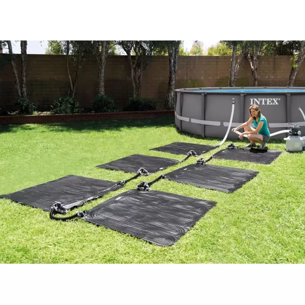 Intex 28685E 47 Inch x 47 Inch Solar Pool Water Heater Mat for 8000 Gallon Above Ground Swimming Pool with Hose Attachment and Adaptors Black