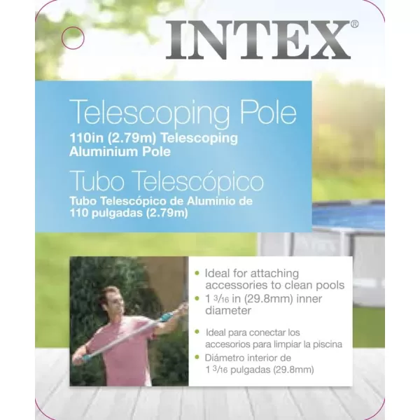 Intex 29054E 94 Inch Telescoping Cleaning Maintenance Pole Shaft for Above Ground and In Ground Swimming Pool 106 Inner Diameter Fitting110Inch 279m Pack of 2