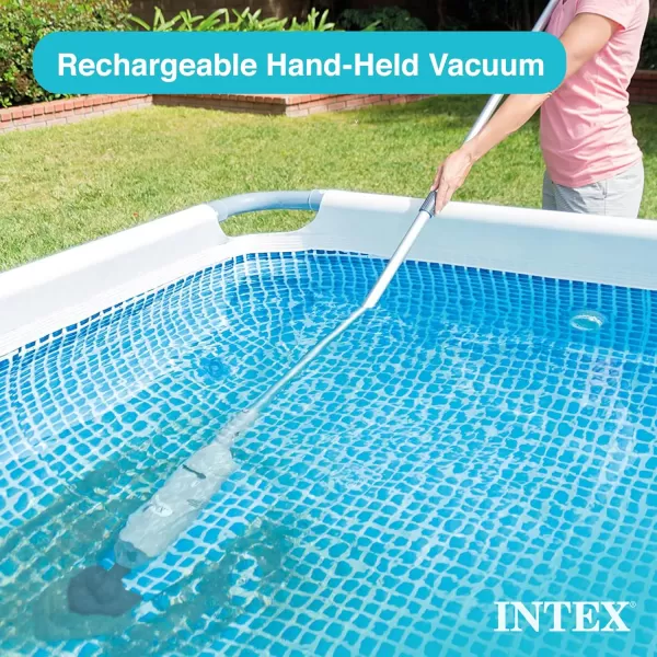 Intex Handheld Pool Vacuum Cleaner Rechargeable 94 Inch Telescoping Shaft and 2 Interchangeable Brush Heads for Above Ground Swimming Pool and SpaVacuum